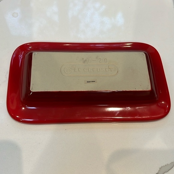 Le Creuset Red 1/4 Butter Dish Kitchen Retro (no lid) - Picture 1 of 4